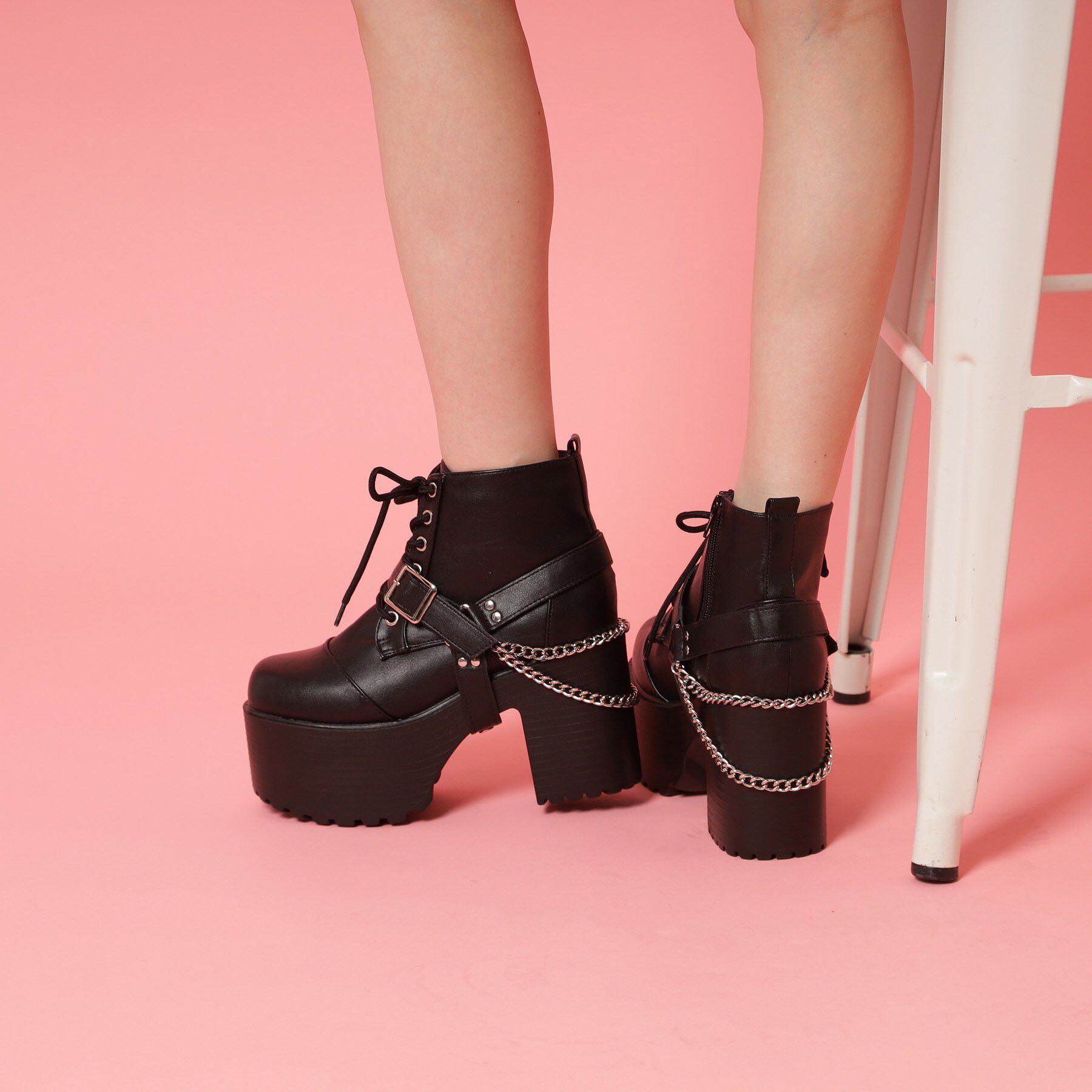 csT&P「ベルト取り外し可厚底ベルト付きブーツ」|ショートブーツ|