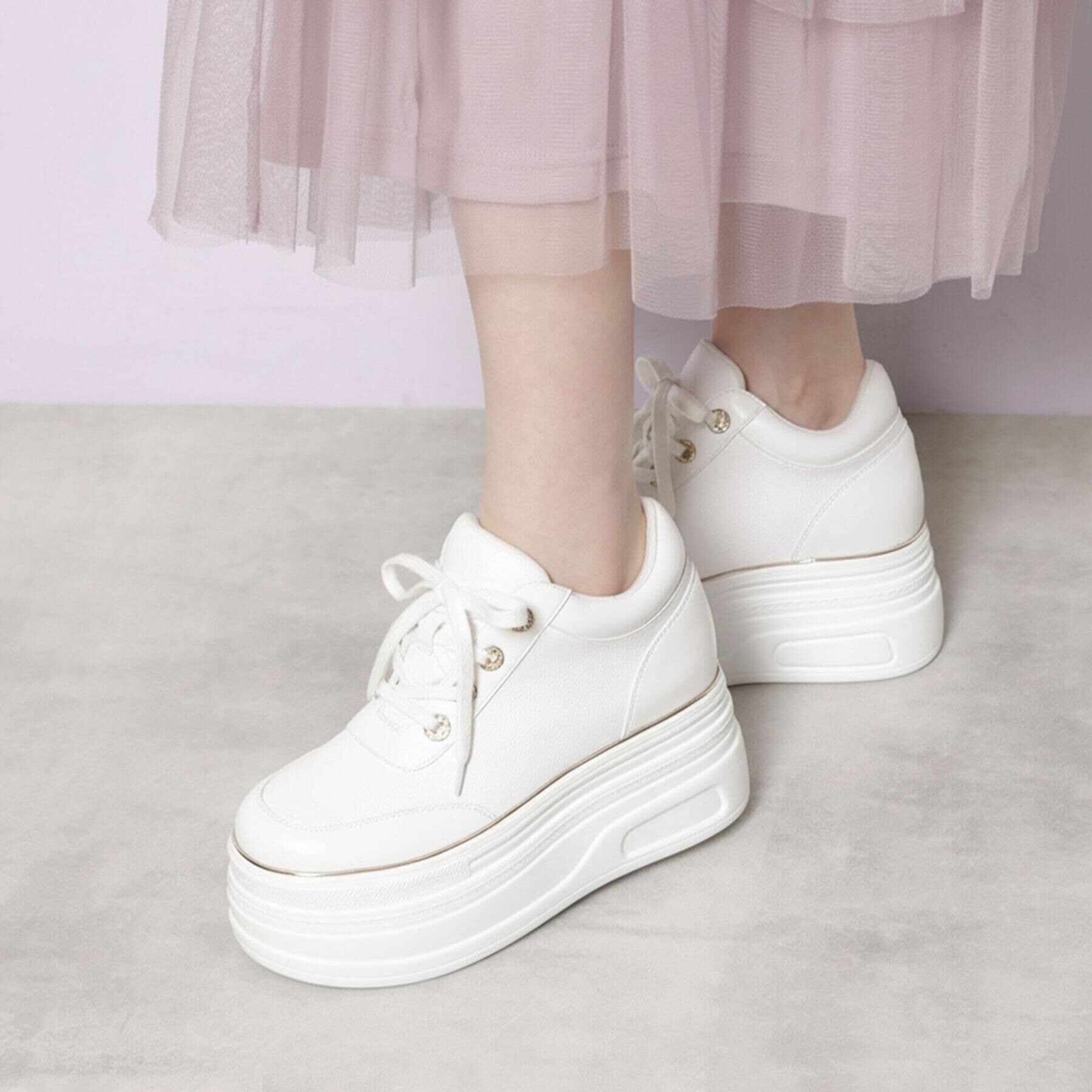 ESPERANZA「ゴールドライン厚底フラットスニーカー」|スニーカー|ホワイト(001)