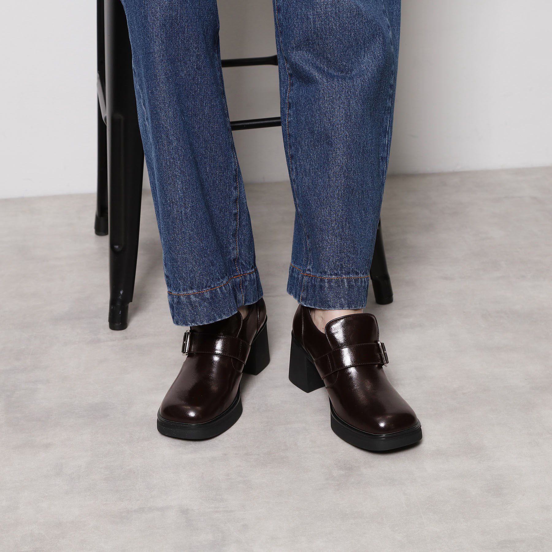 ESPERANZA「スクエアトゥベルトアンクルローファー」|パンプス|