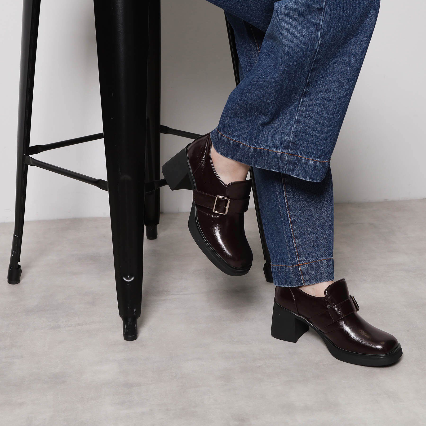 ESPERANZA「スクエアトゥベルトアンクルローファー」|パンプス|