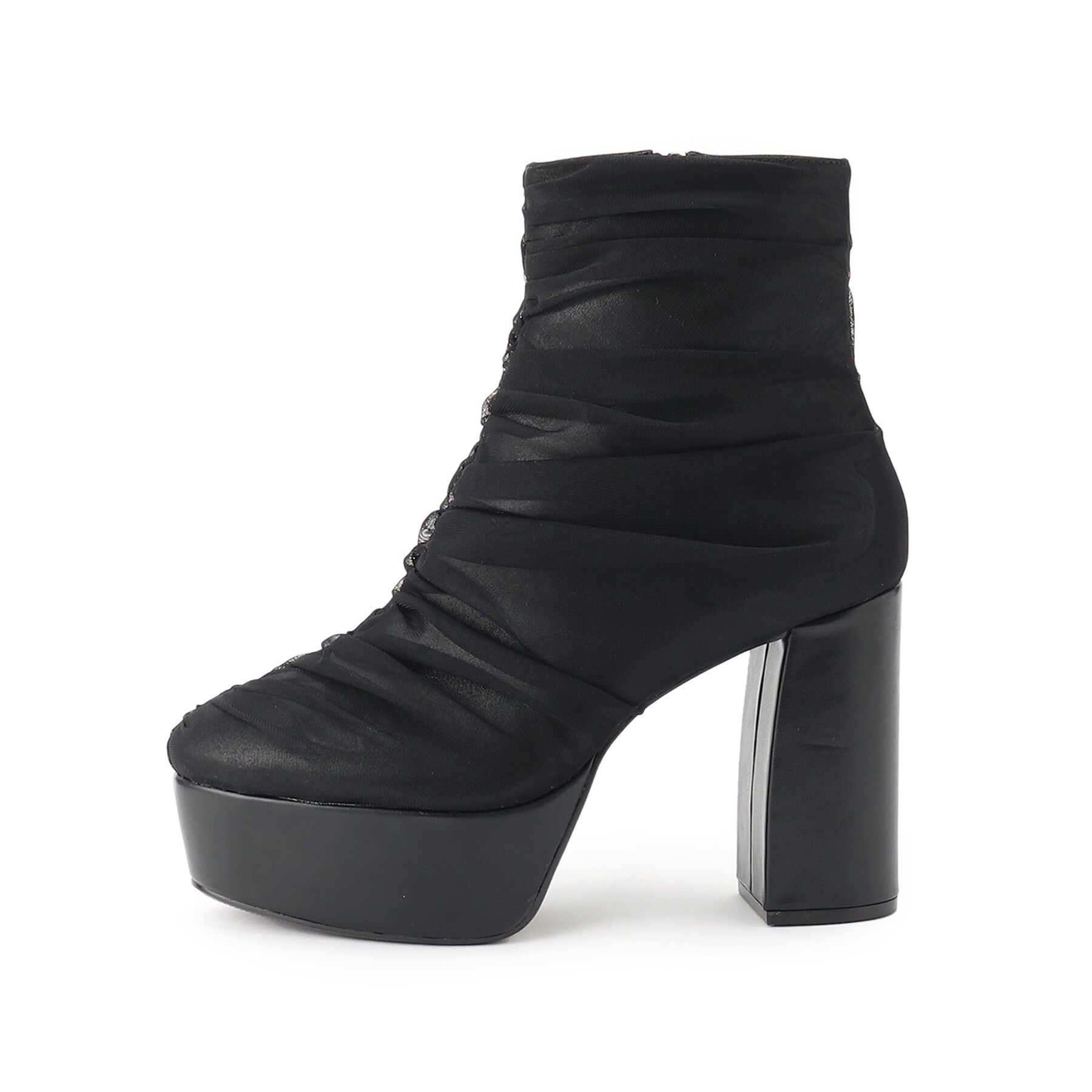 ESPERANZA「【ラク盛り／ショートブーツ】リピーター続出／脚長美脚 厚底シャーリングブーツ」|ショートブーツ|