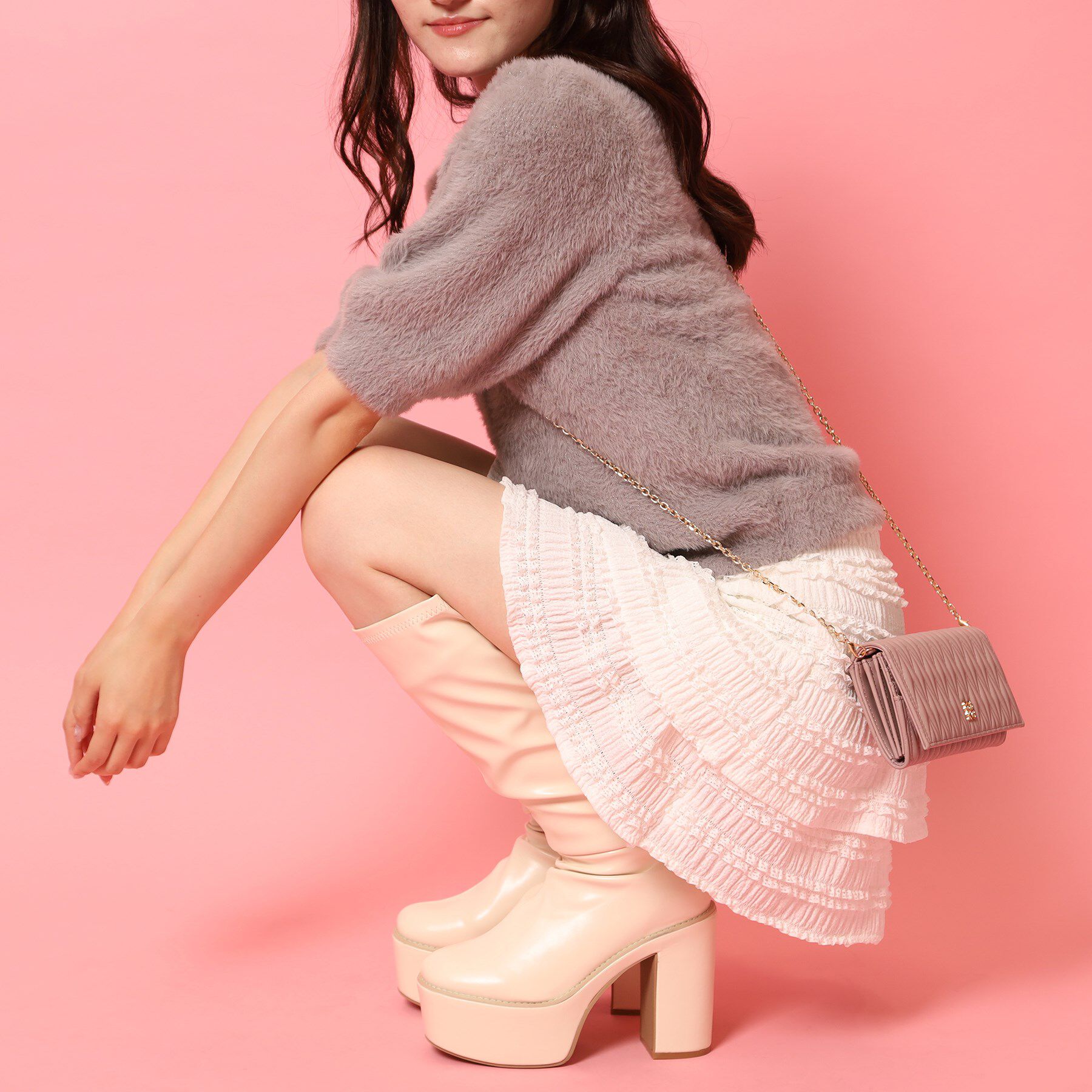 csT&P「厚底プレーンブーツ」|ショートブーツ|アイボリー(004)