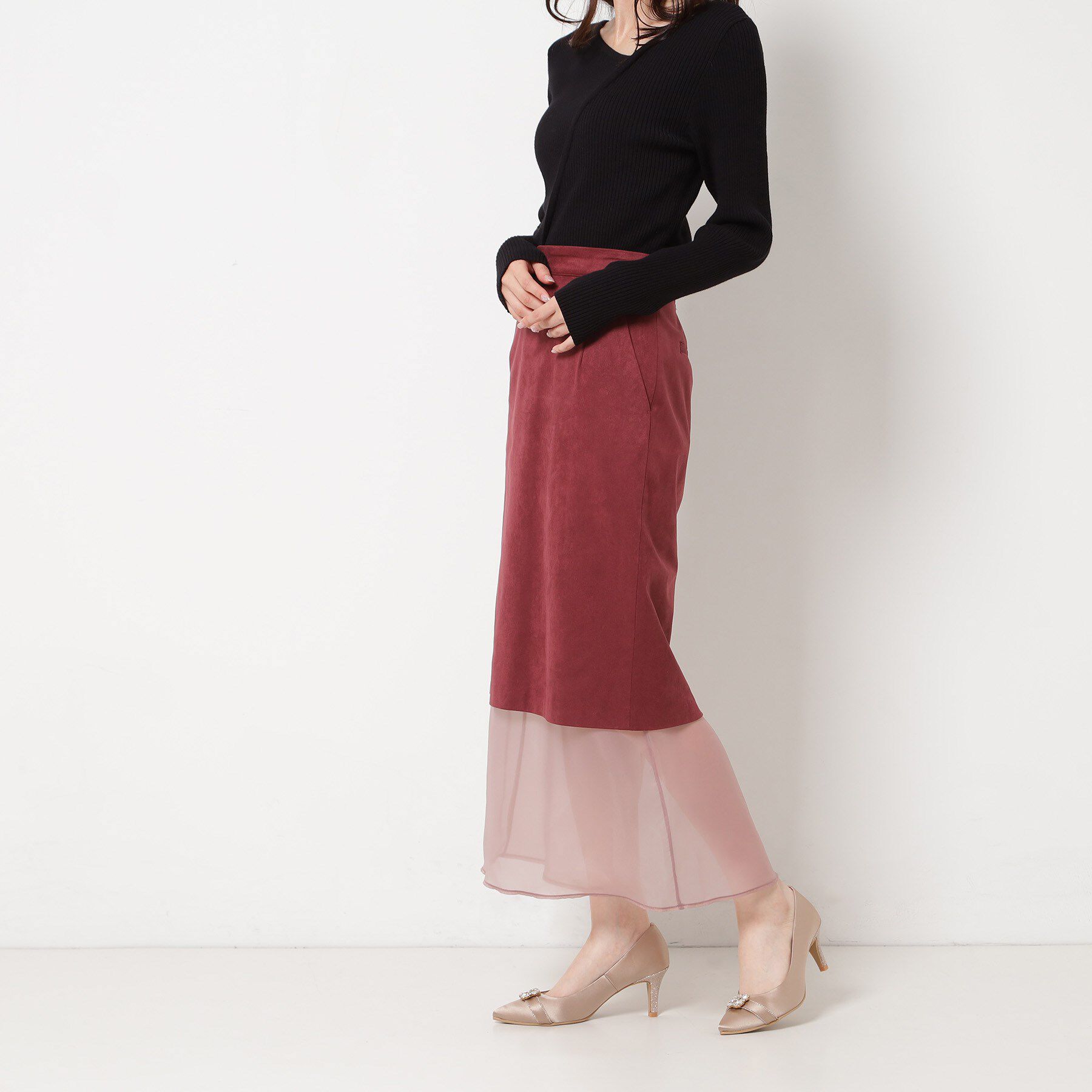 ESPERANZA「【12時間パンプス】約7．5cm／ビジューベルト パーティ-結婚式に最適」|パンプス|