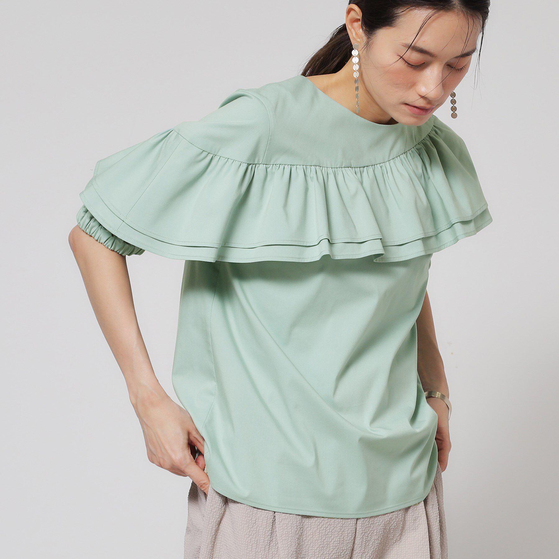 SunaUna「【洗える】アシメフリルブラウス」|シャツ・ブラウス|