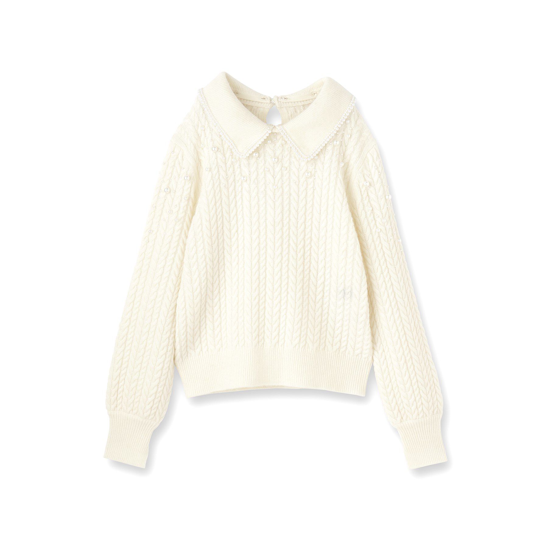 SunaUna「【COLLECTION LINE】衿付きパール調ニット」|ニット・セーター|