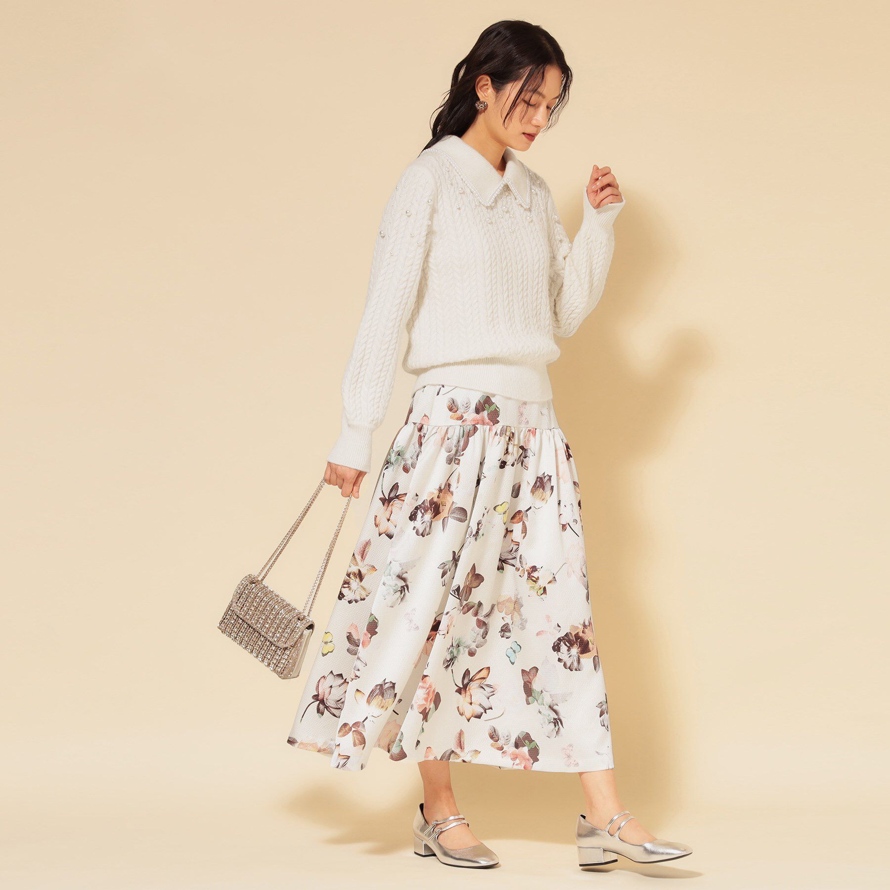 SunaUna「【COLLECTION LINE】衿付きパール調ニット」|ニット・セーター|