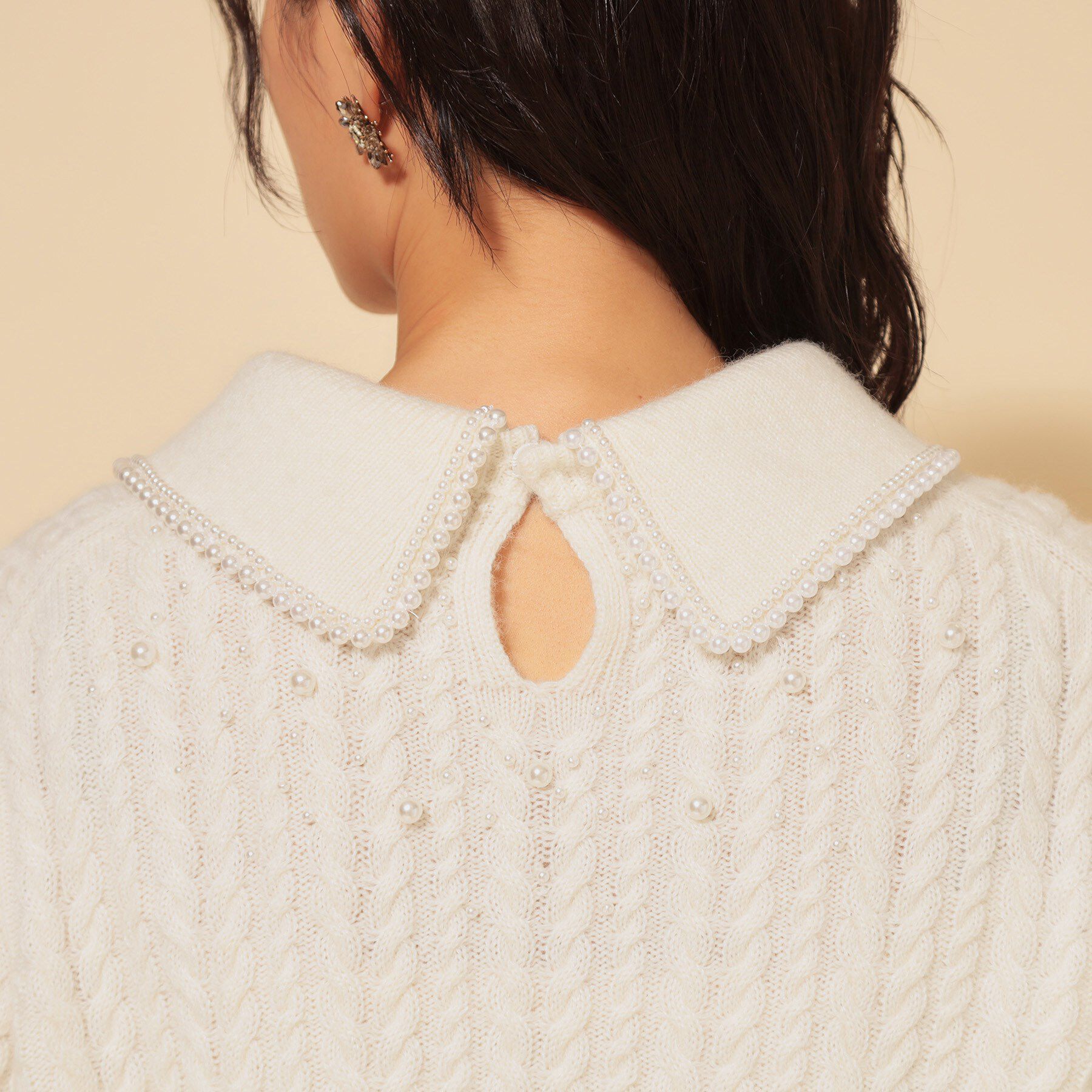SunaUna「【COLLECTION LINE】衿付きパール調ニット」|ニット・セーター|