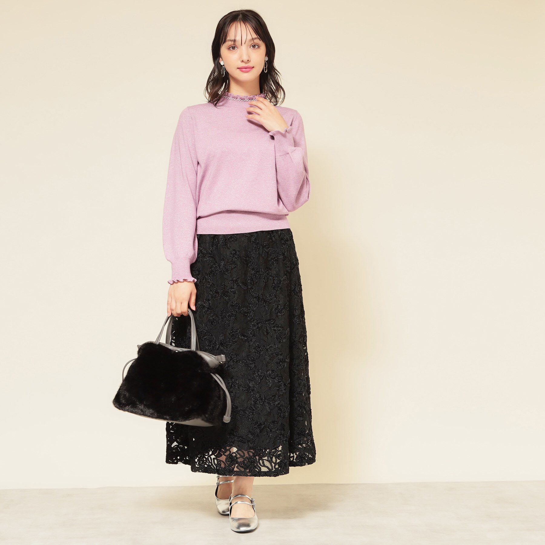 SunaUna「【SS～Lサイズ展開／6色展開】パール調ニット」|ニット・セーター|