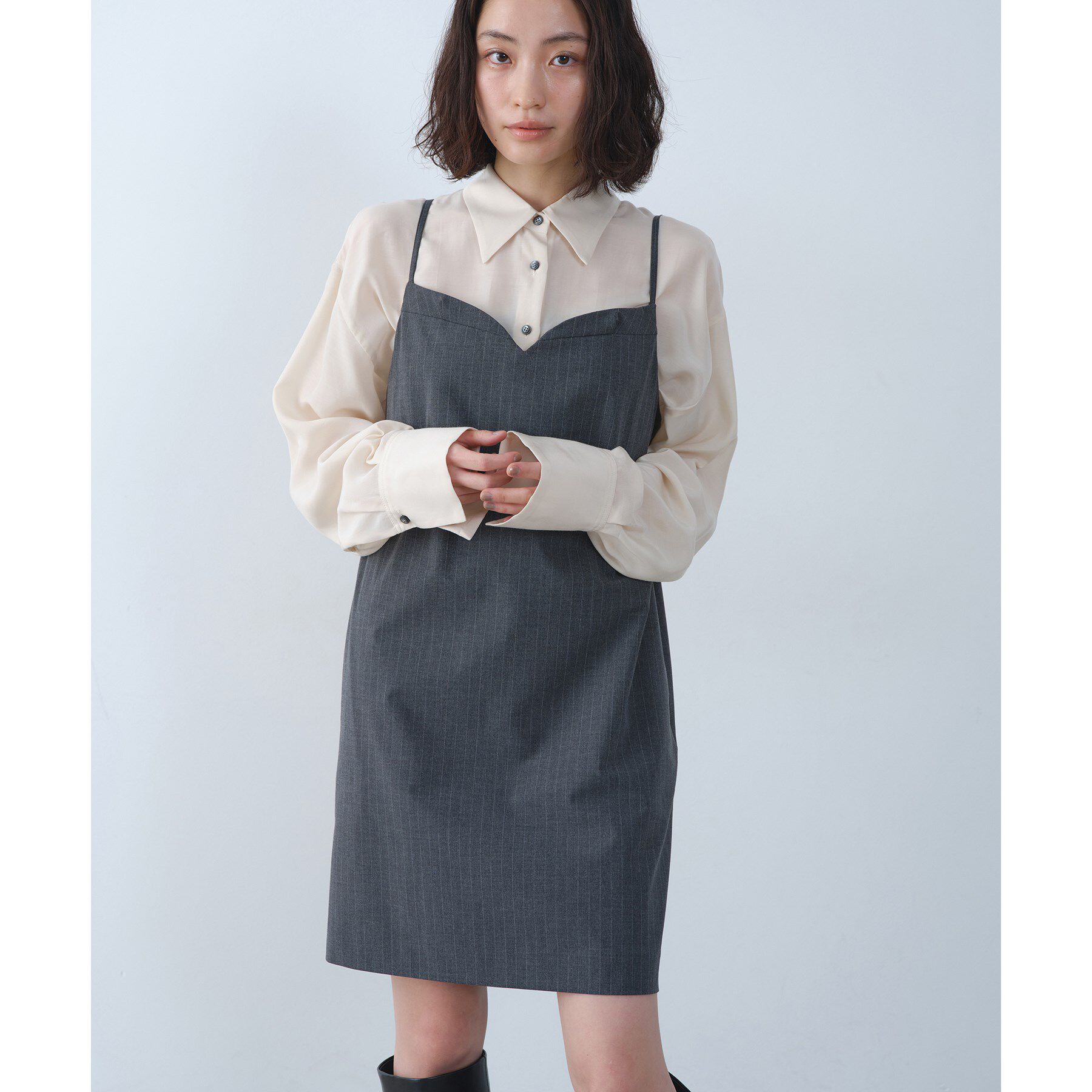 CODE A「tailored mood mini dress」|ワンピース|グレー(312)