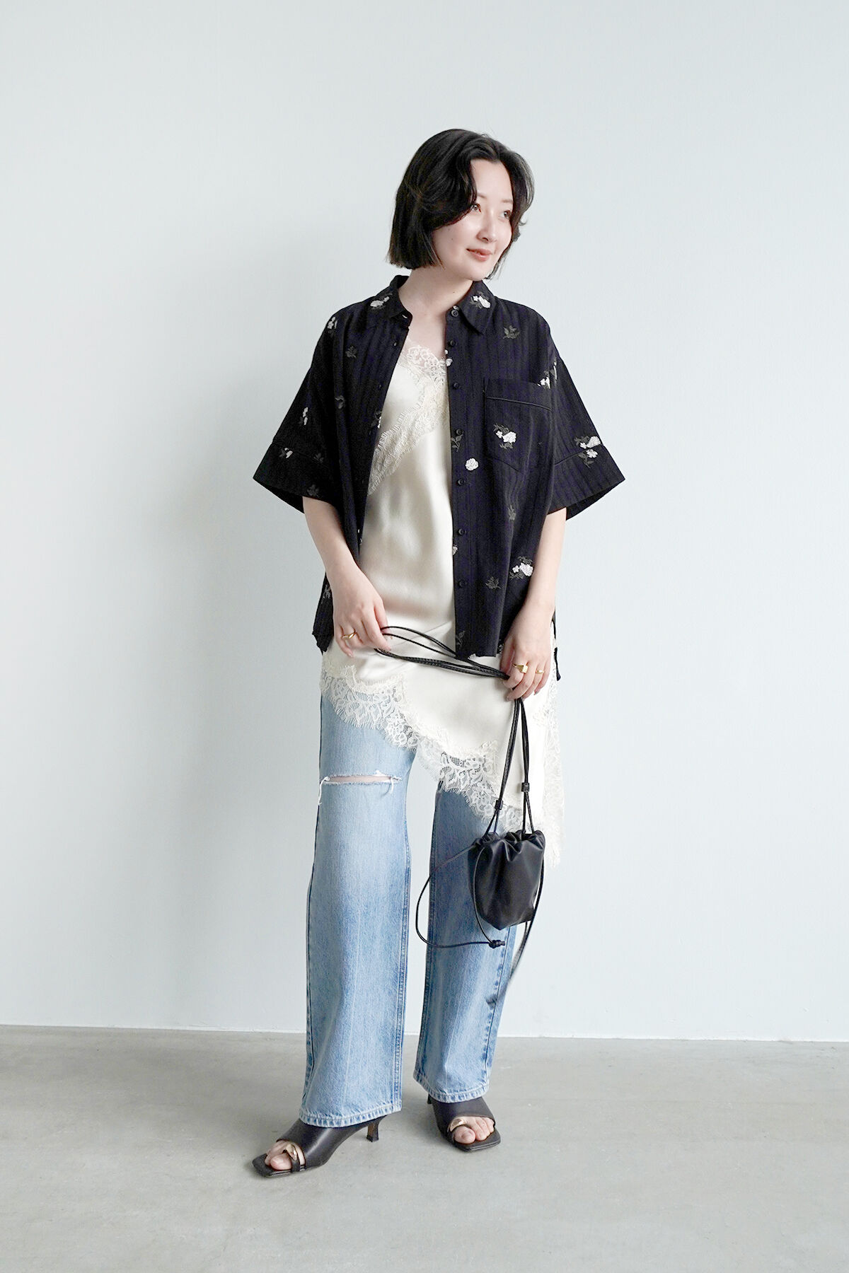 COCO DEAL「《COCO DEAL/Lee》ニースリットストレートデニムパンツ」|デニム|