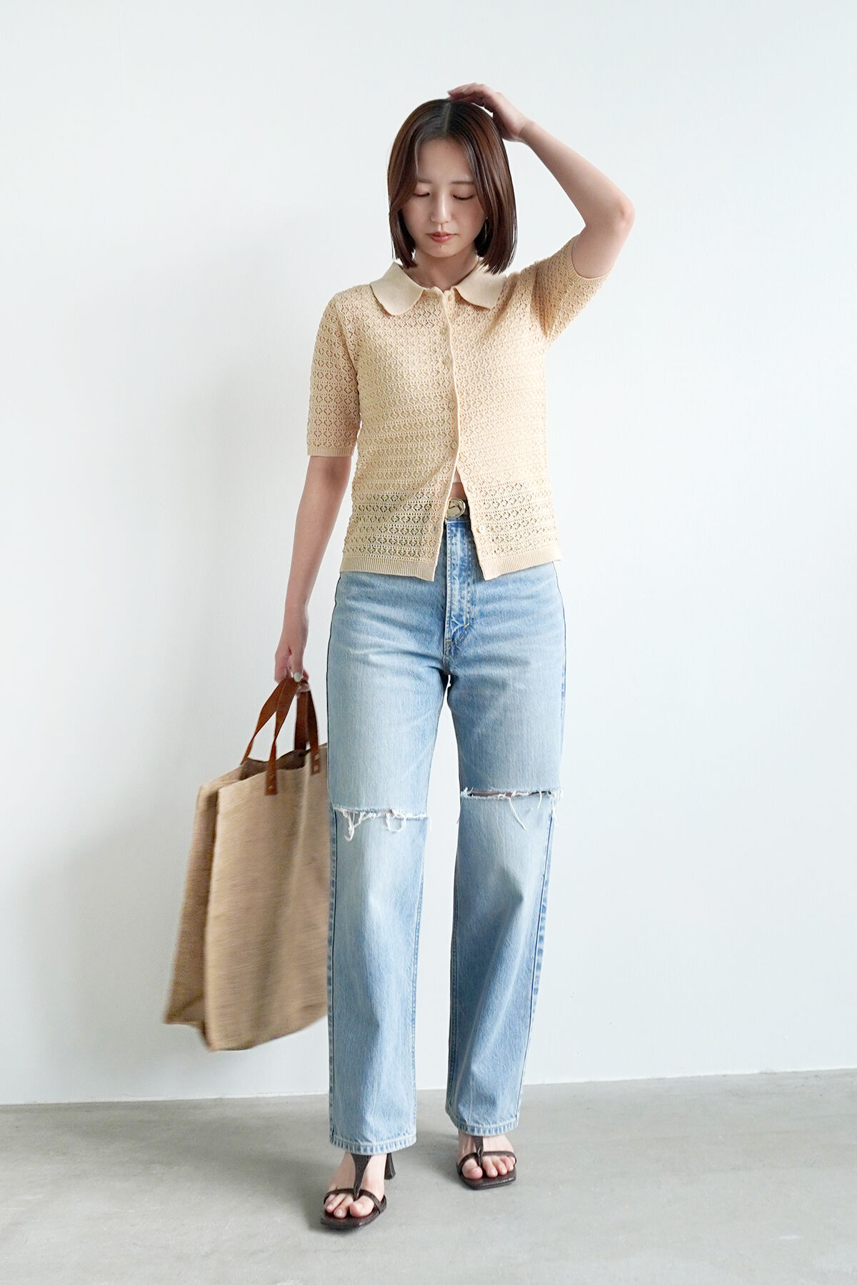 COCO DEAL「《COCO DEAL/Lee》ニースリットストレートデニムパンツ」|デニム|