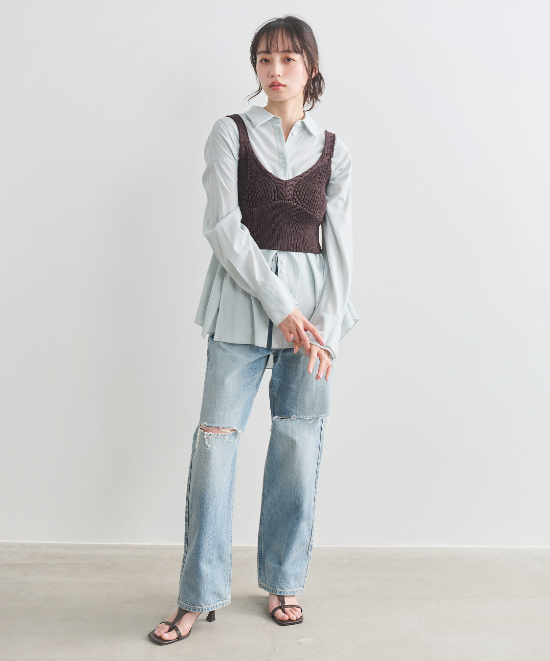 COCO DEAL「《COCO DEAL/Lee》ニースリットストレートデニムパンツ」|デニム|