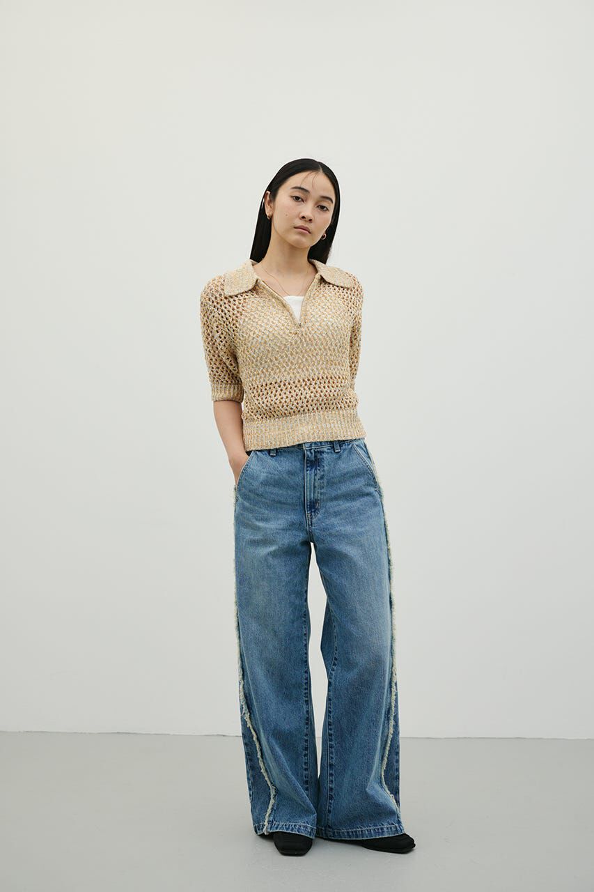 STYLEMIXER「クロシェミックスニットポロ」|ニット・セーター|YEL