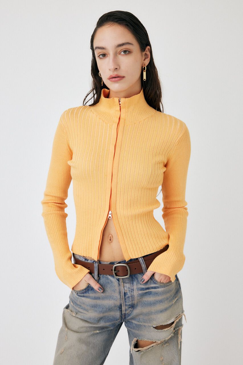 MOUSSY「ZIP UP LS KNIT シャツ」|ニット・セーター|L/ORG1