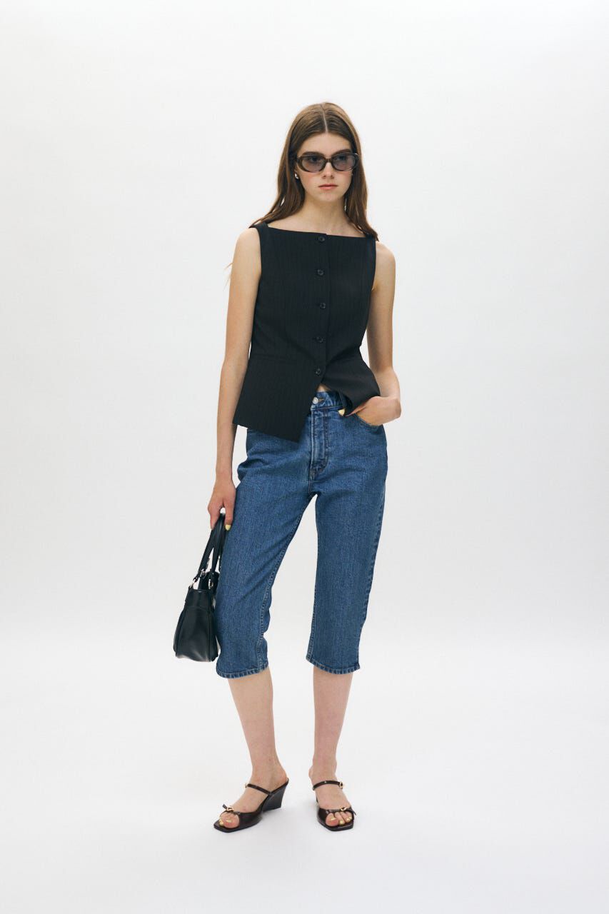 MOUSSY「HEM SLIT カプリ」|デニム|
