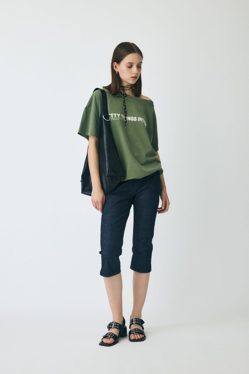 MOUSSY「HEM SLIT カプリ」|デニム|