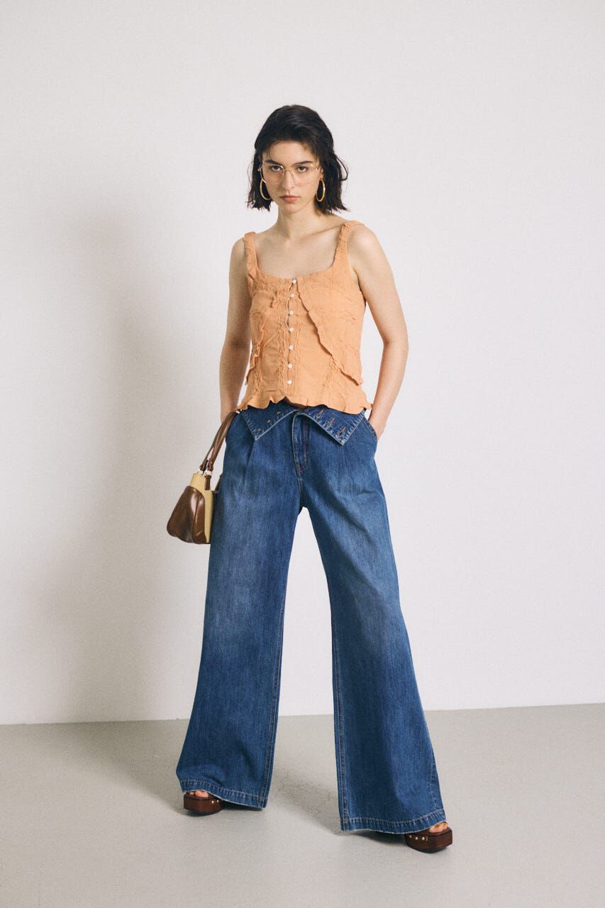 MOUSSY「BUTTON UP SMOCKING キャミ」|キャミソール|