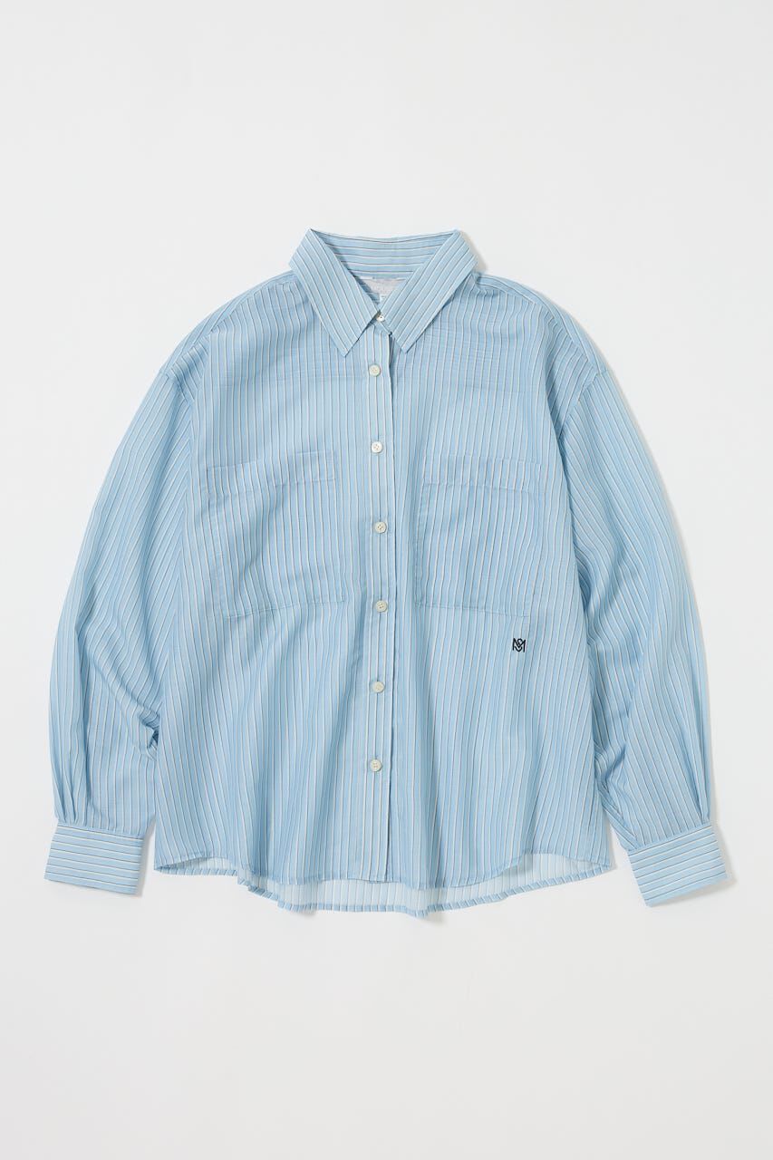 MOUSSY「OVERSIZED SHEER シャツ」|シャツ・ブラウス|柄BLU5