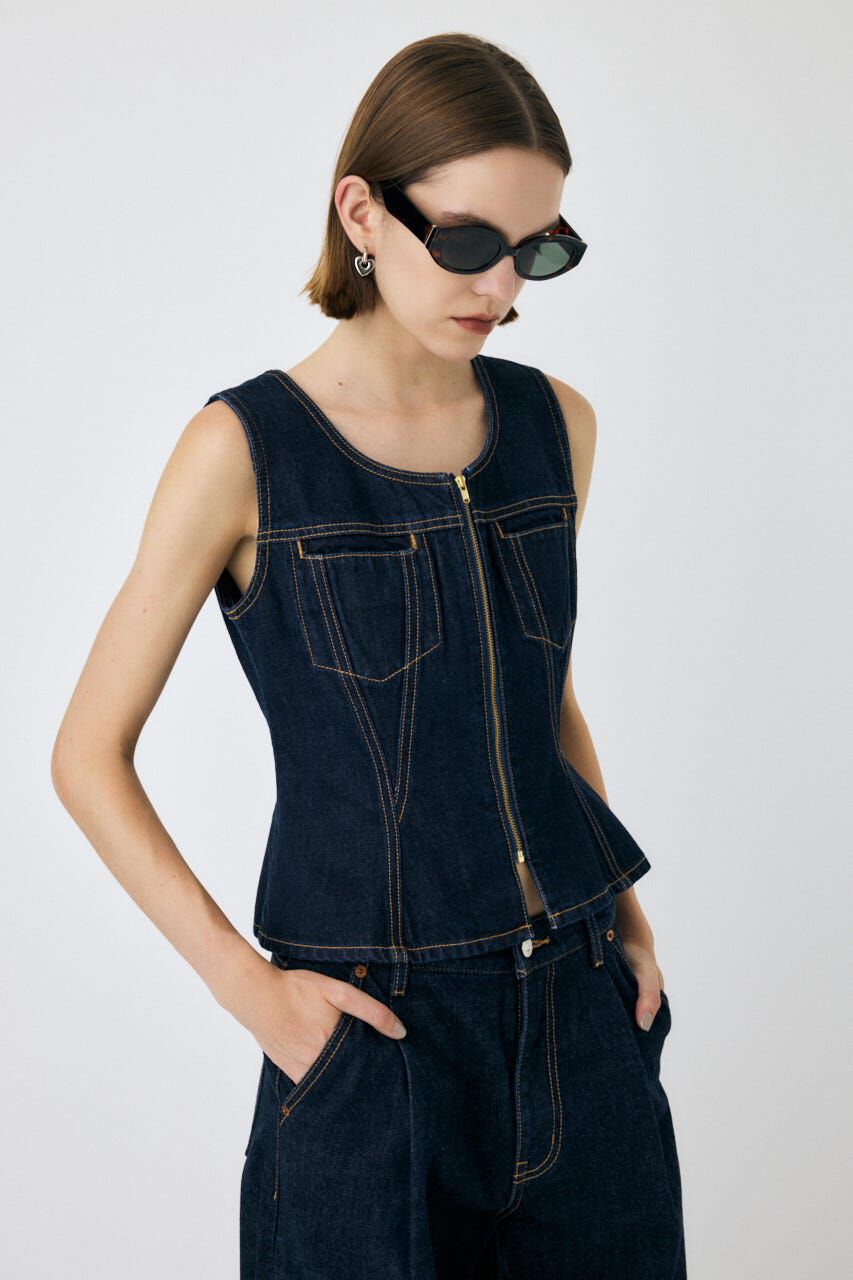 MOUSSY「WAIST FIT デニムベスト」|シャツ・ブラウス|