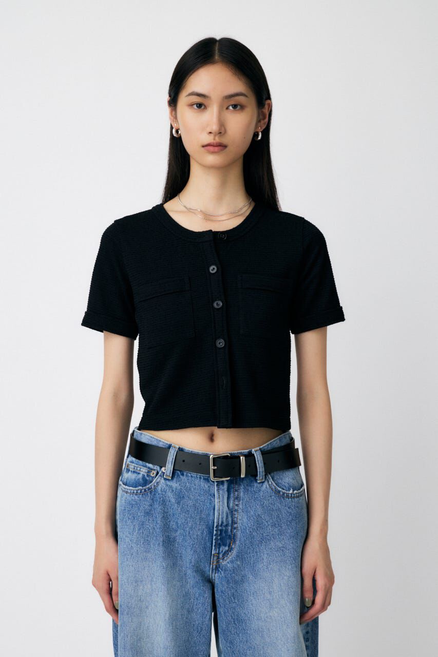 MOUSSY「BOUCLE TWEED ハーフスリーブカーディガン」|その他|