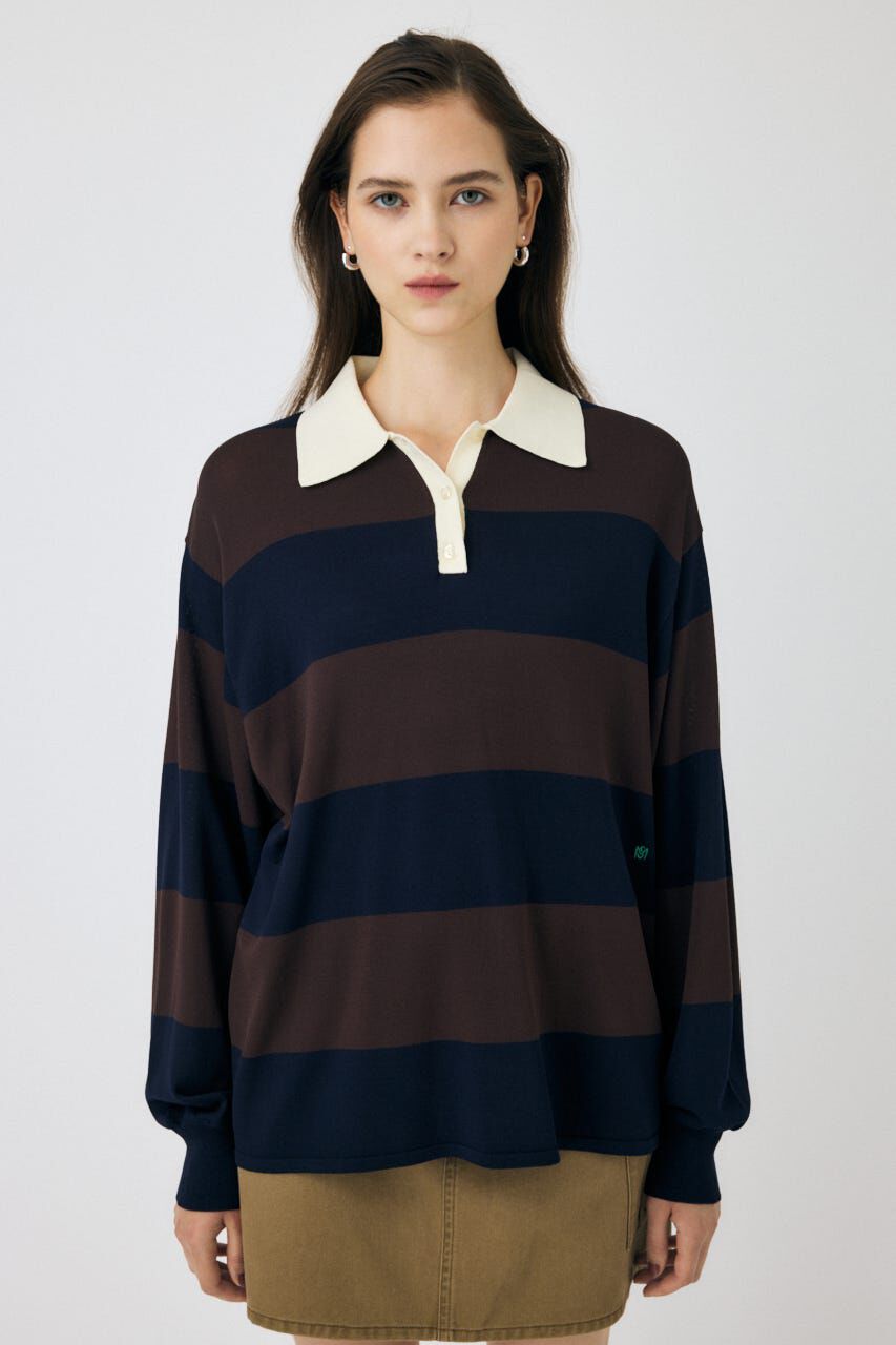 MOUSSY「BORDER KNIT ポロ」|ニット・セーター|