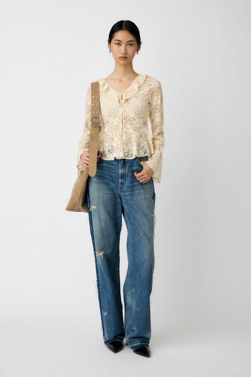 MOUSSY「MIDRISE RIPPED ストレート」|デニム|