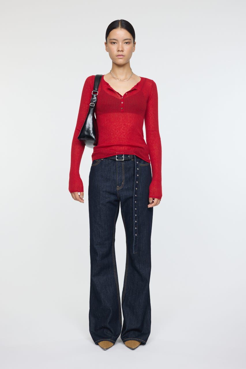 MOUSSY「SHEER HENRY NECK ニットトップス」|ニット・セーター|