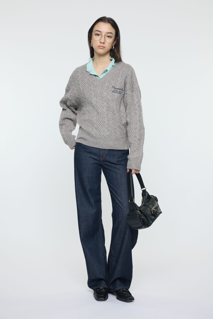 MOUSSY「CABLE V NECK ニット」|ニット・セーター|