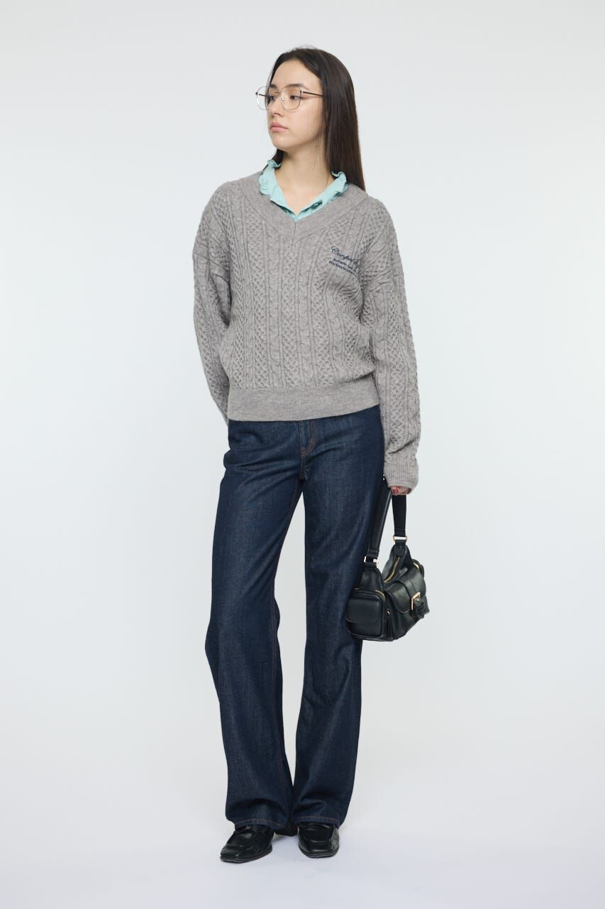 MOUSSY「CABLE V NECK ニット」|ニット・セーター|