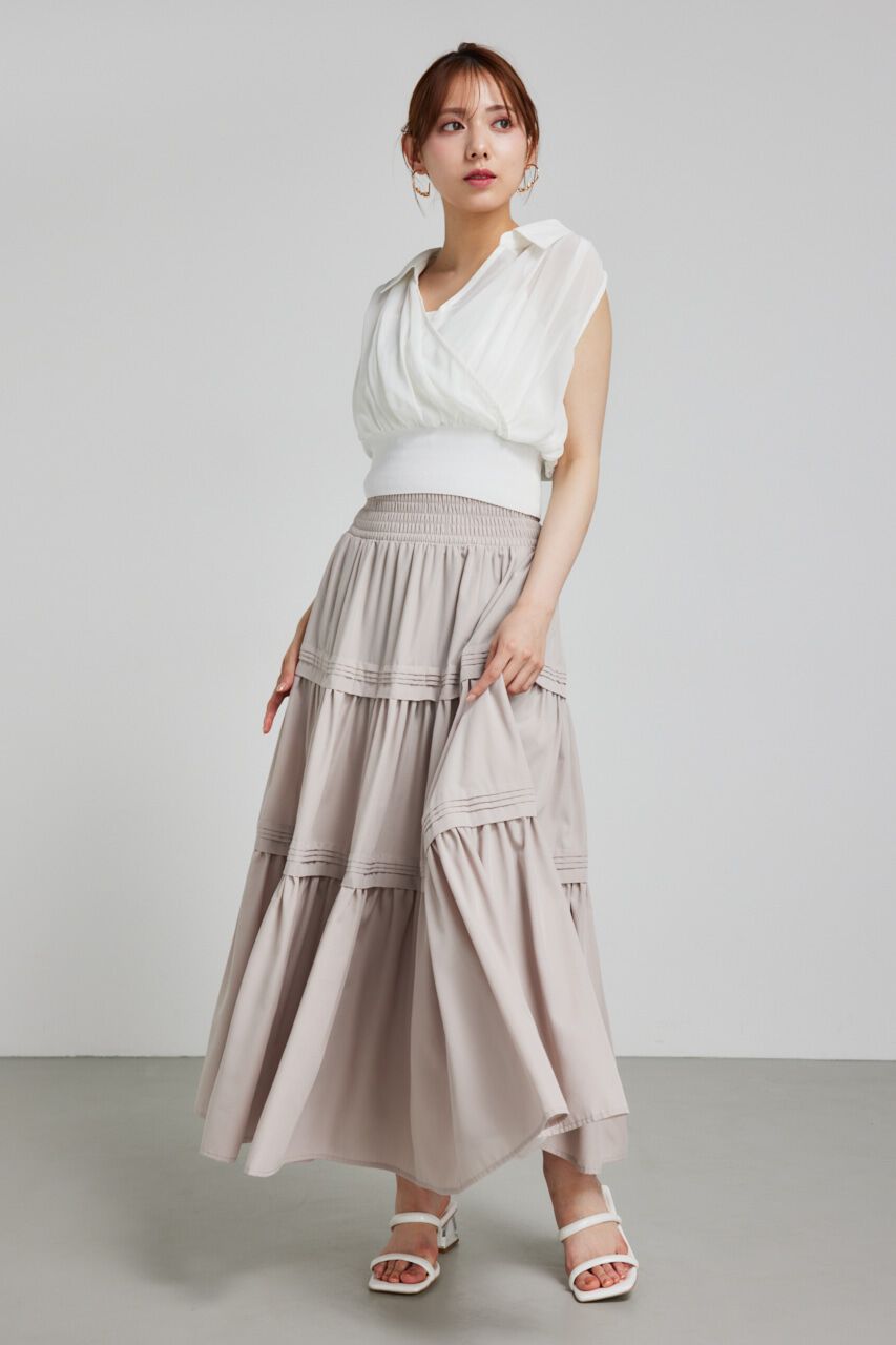 rienda「シフォンシャツレイヤードニットトップス」|シャツ・ブラウス|