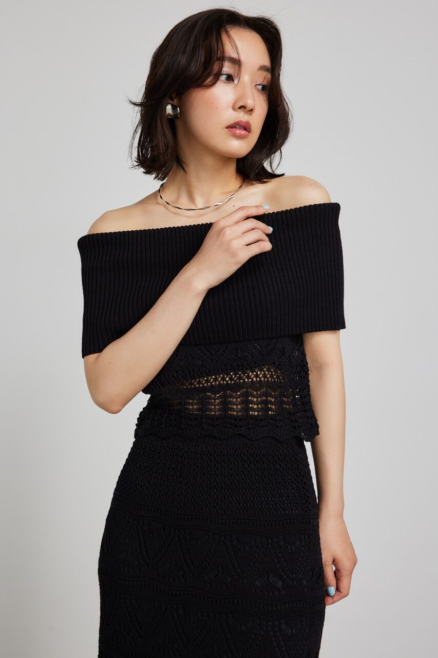 rienda「2WAYクロシェオフショルニットトップス」|ニット・セーター|