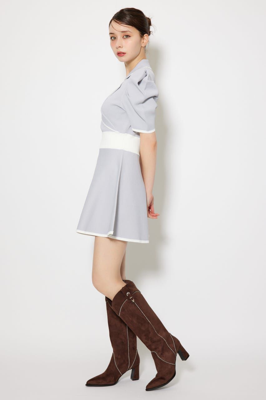 rienda「テーラードカラーミニフレアニットワンピース」|ワンピース|