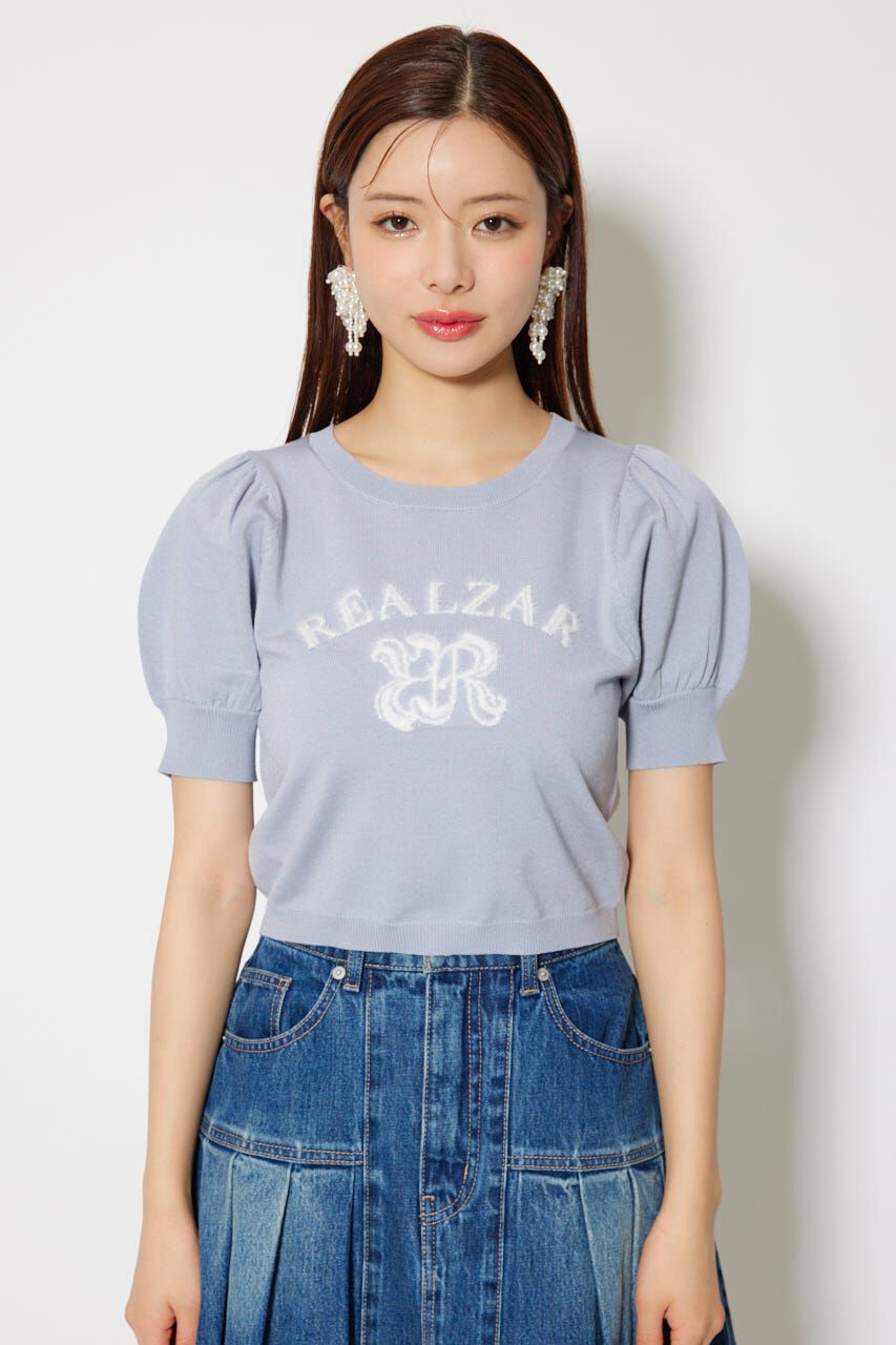 rienda「ジャガードロゴニットトップス」|ニット・セーター|