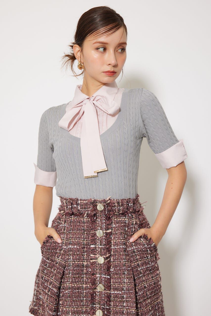 rienda「シャツドッキングハーフスリーブトップス」|ニット・セーター|