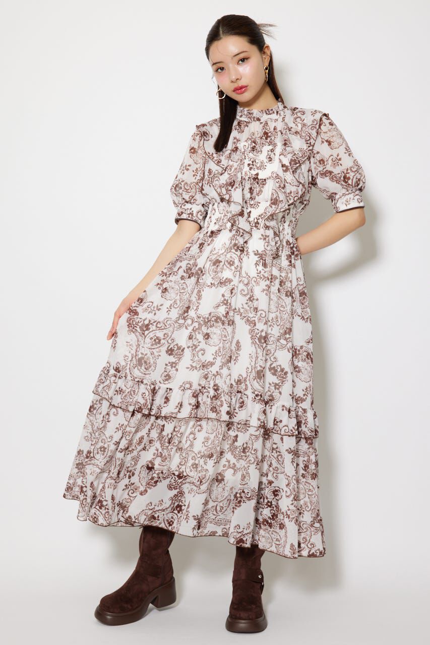 rienda「フロントロングフリルマルチパターンワンピース」|ワンピース|