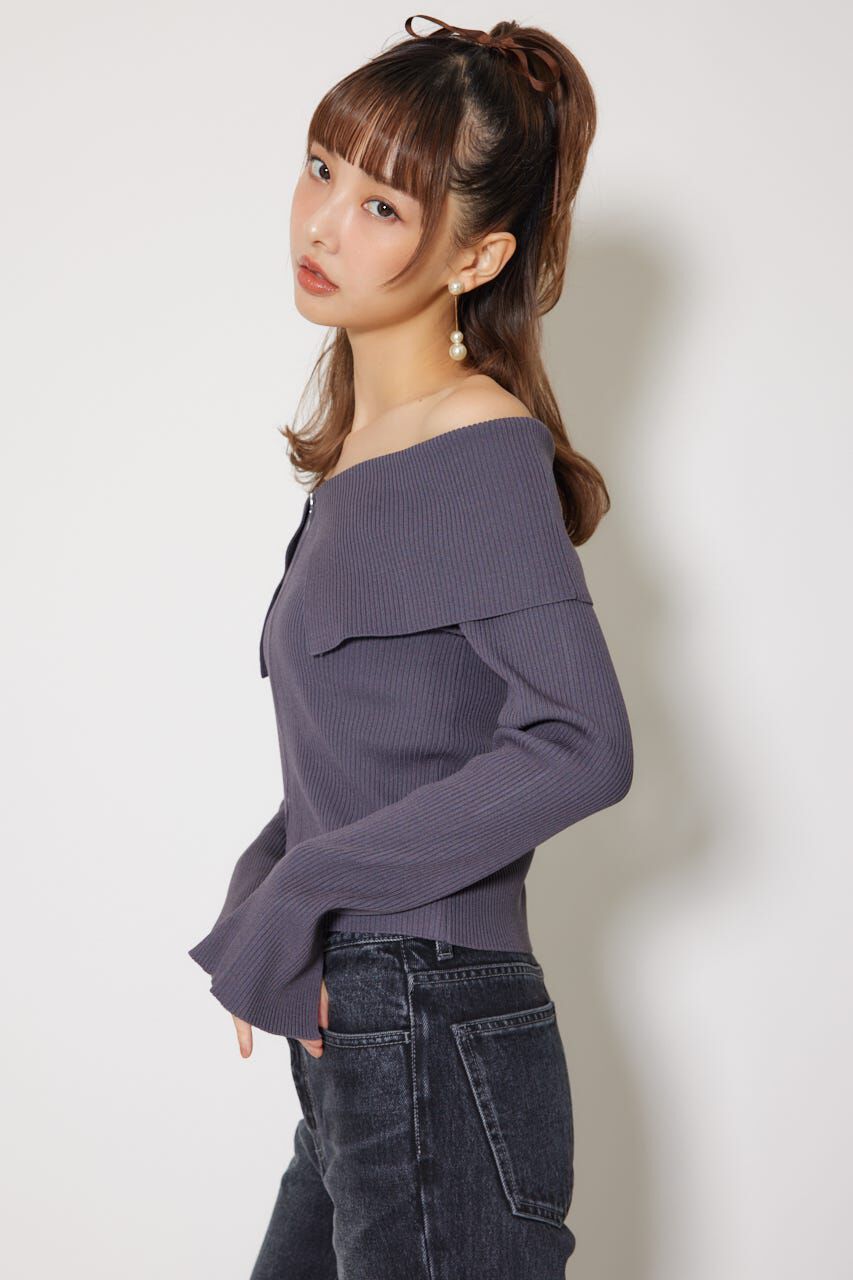 rienda「フロントZIPリブニットトップス」|ニット・セーター|