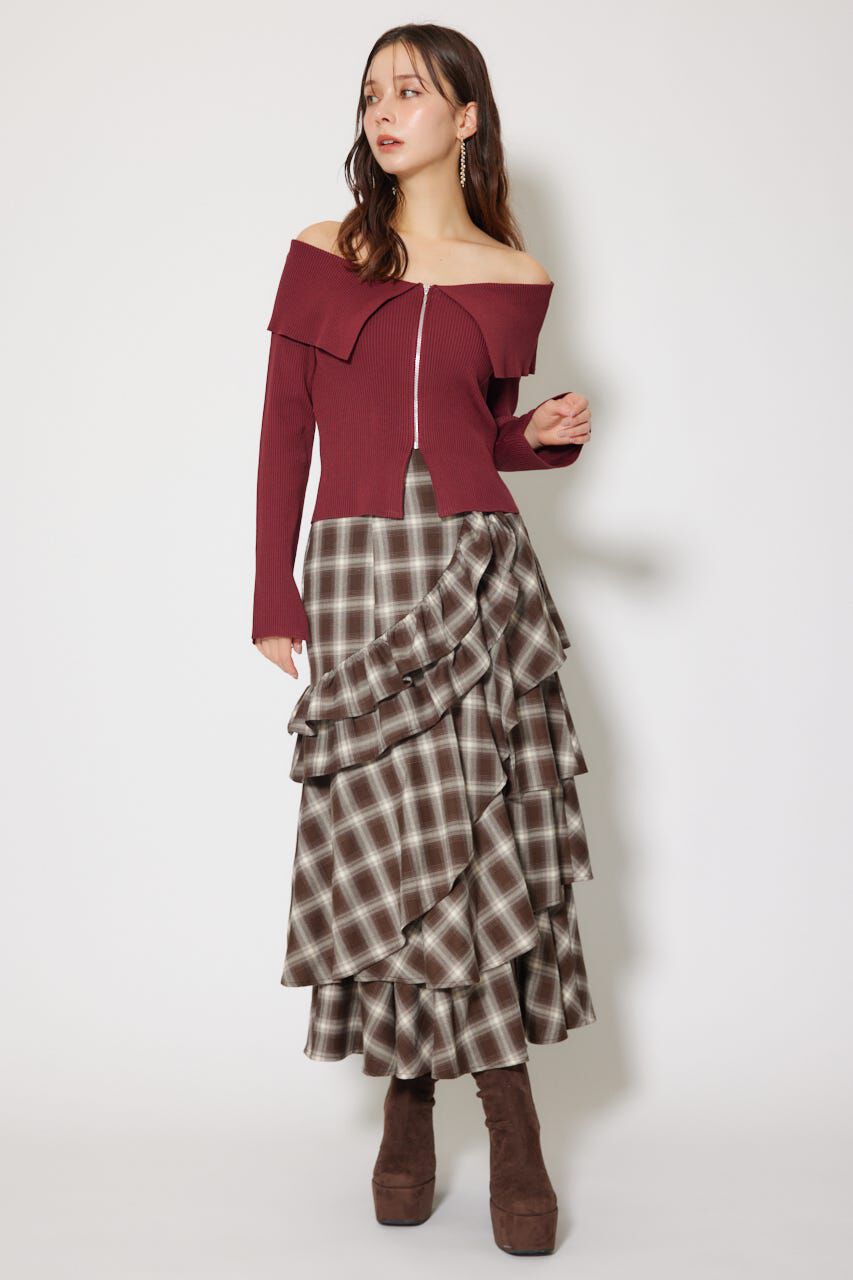 rienda「フロントZIPリブニットトップス」|ニット・セーター|