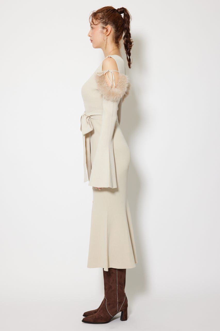 rienda「many wayショルダーフェイクファーニットワンピース」|ワンピース|