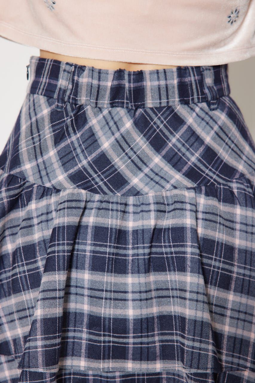 rienda「2WAYアシンメトリーチェックジャストウエストスカート」|スカート|