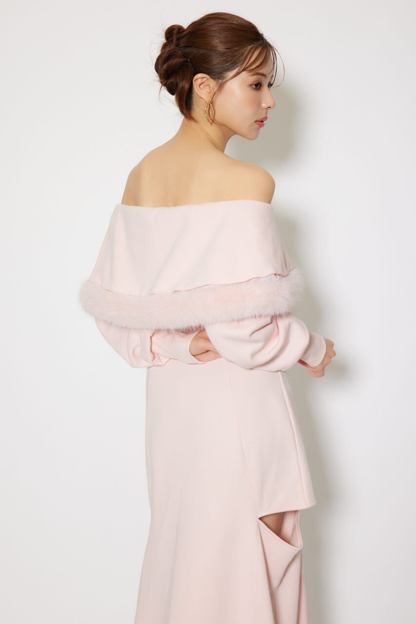 rienda「フェイクファー付きカッティング裏起毛ワンピース」|ワンピース|