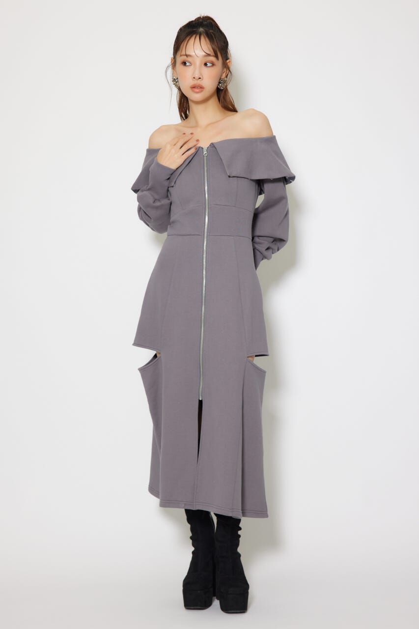 rienda「フェイクファー付きカッティング裏起毛ワンピース」|ワンピース|