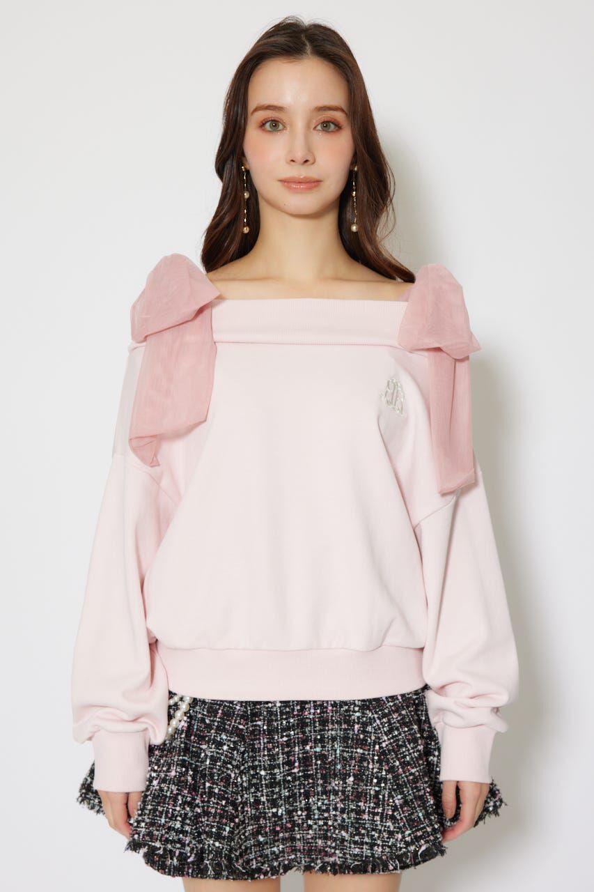 rienda「2WAYチュールオフショルスウェットトップス」|Tシャツ・カットソー|