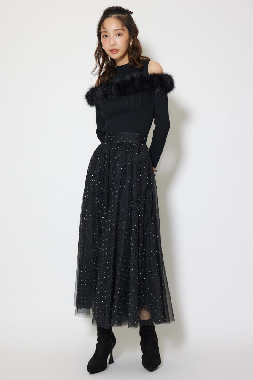 rienda「デコレーションチュールフレアスカート」|スカート|