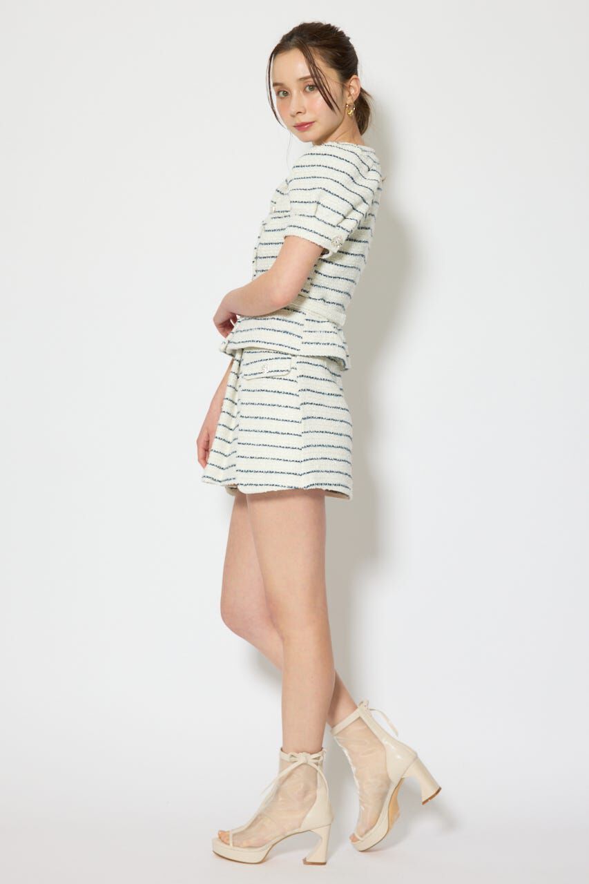 rienda「ノーカラーツイードペプラムジャケット」|その他|