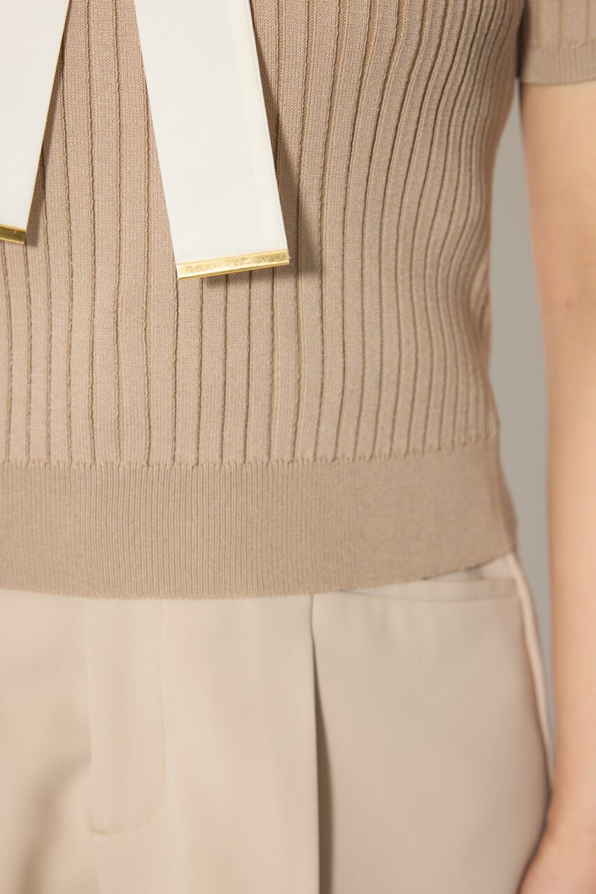 rienda「シャツドッキングハーフスリーブニットトップス」|ニット・セーター|