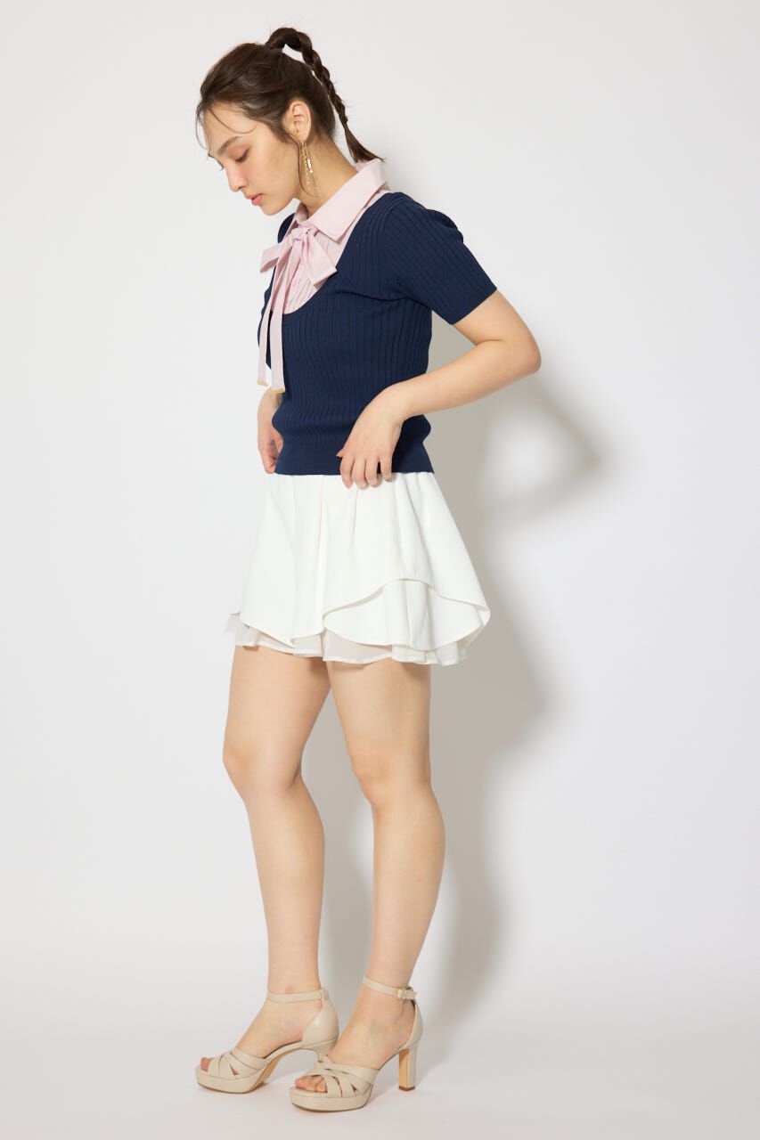 rienda「シャツドッキングハーフスリーブニットトップス」|ニット・セーター|