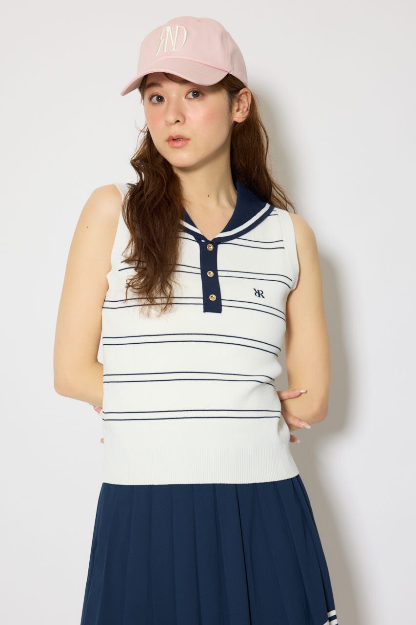 rienda「マリンボーダーニットトップス」|ニット・セーター|WHT