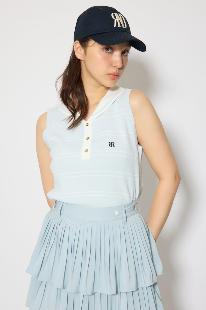 rienda「マリンボーダーニットトップス」|ニット・セーター|L/BLU1