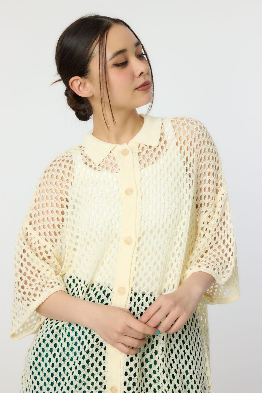 RODEO CROWNS「襟付きメッシュニットカーディガン」|ニット・セーター|