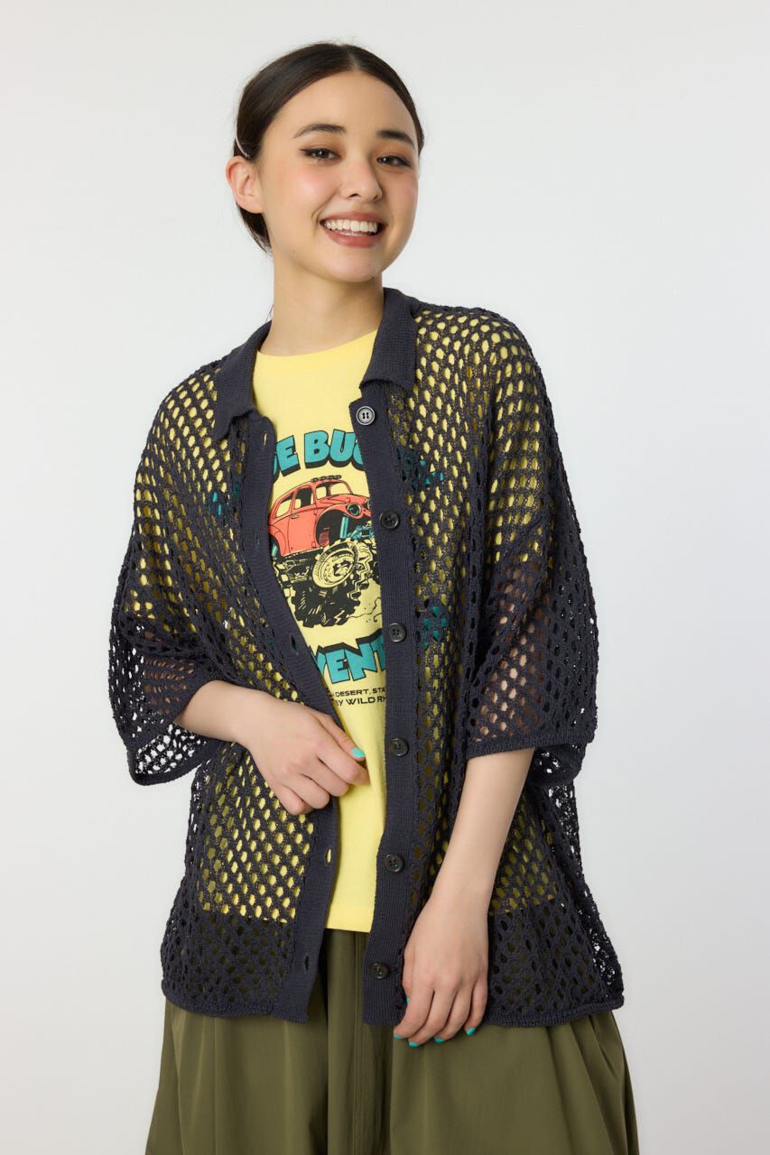 RODEO CROWNS「襟付きメッシュニットカーディガン」|ニット・セーター|